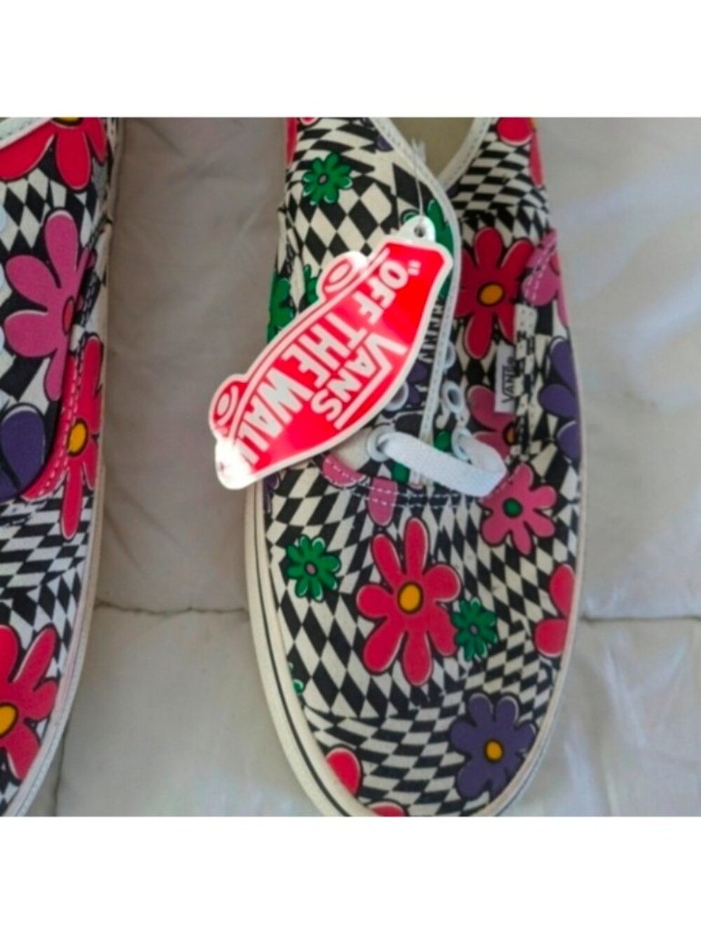 Vans Authentic Men 11.5 Printed Floral Checker Classic Canvas Retro Print 0826 - Picture 2 of 8